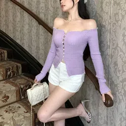 StyleCast Women Off-Shoulder Long Sleeves Front-Open Sweater image 4