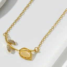 MYKI Mesmeric Gold-Plated Artificial Stone Studded Stainless Steel Pendant With Chain image 3