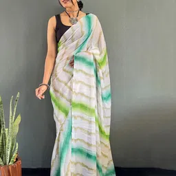 Panzora Embellished Poly Georgette Ready to Wear Ikat Saree image 4