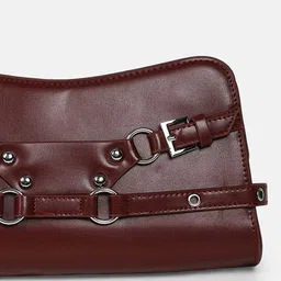 HAUTE SAUCE by Campus Sutra Leather Structured Sling Bag with Bow Detail image 2