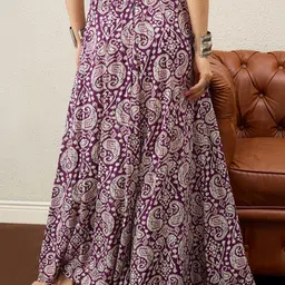 InWeave Paisley Printed Maxi A-Line Skirt image 2