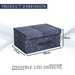 Aura White & Navy Blue 6 Pieces Printed Foldable Double Lid Drawer Organisers image 4