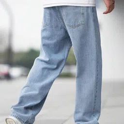 levorce Men Loose Fit Mid Rise Light Blue Jeans image 2