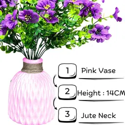 Dekorly Purple & Pink Artificial Flowers With Pot image 5