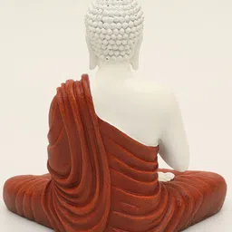 vedas Brown & White Buddha Idol Showpiece image 5