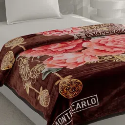 Monte Carlo Relation Plus Brown & Red Printed Heavy Winter 261 GSM Single Bed Blanket-image-95