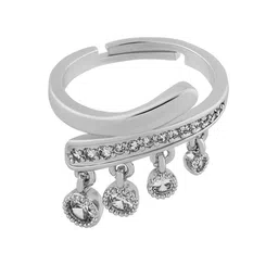 TEEJH Anaya Aura Silver Plated Cubic Zirconia Studded Finger Ring image 4