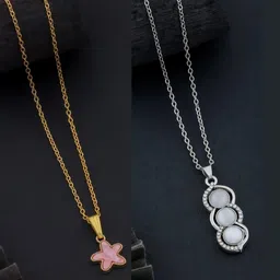 SZN Set Of 2 Gold-Plated Star Shaped Pendants With Chains-image-83