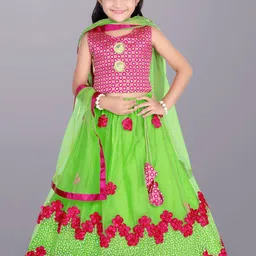 BAESD Girls Embroidered Sequinned Ready to Wear Lehenga & Blouse With Dupatta-picture-14