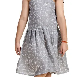 Funny Bones Clothings Print Halter Neck Linen A-Line Dress image 4