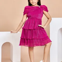 Peppermint Puff Sleeve Chiffon Fit & Flare Dress-picture-39