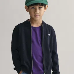 GANT Boys Solid Round Neck Full Sleeves Cardigan-picture-57