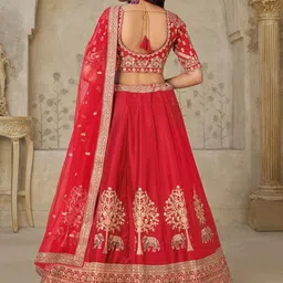 ODETTE Embroidered Sequinned Semi-Stitched Lehenga & Unstitched Blouse With Dupatta image 4