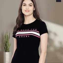 Dreambe Women Pack of 2 Typography Printed Round Neck Cotton T-shirts-picture-32