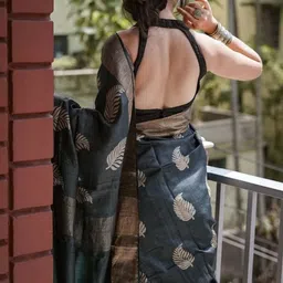 Lyzoo Woven Design Pure Cotton Handloom Saree image 2