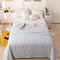 JC HOME Blue & White Cartoon Characters AC Room 400 GSM Single Bed Quilt-image-68