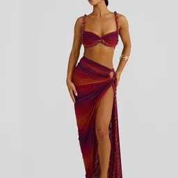 Bee Boe Coastal Muse Ombre Printed Maxi Pencil Skirt image 4