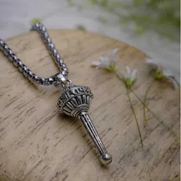 ssuniq Hanuman Gada Pendant for Men | Stainless Steel Bajrangbali Locket with Chain Silver Stainless Steel Pendant-picture-15