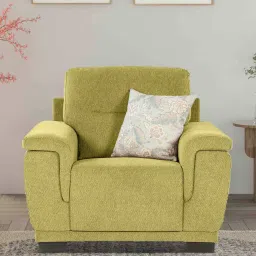 casacraft from pepperfry Rio Chenille Fabric 1 Seater Sofa In Olive Green Colour image 1