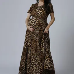 Mom For Sure by Ketki Dalal Animal Printed Maternity Maxi Dress-picture-37