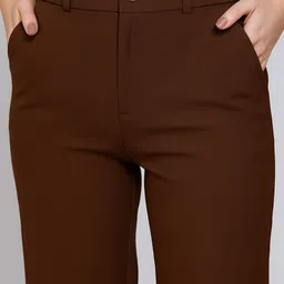 NUCOUTHS Women Mocha Mousse Relaxed High-Rise Trousers image 2