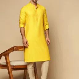 Fabindia Men Mandarin Collar Thread Work Kurta-picture-28