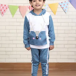 Polka Tots Kids Printed Hooded Pure Cotton Sweatshirt With Jogger-picture-47
