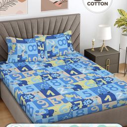 FABINALIV Blue & Yellow Graphic Printed 300 TC Cotton King Bedsheet 2.50 m x 2.25 m-picture-36