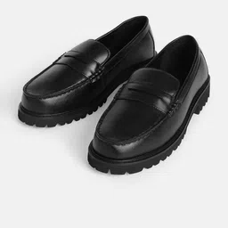 Snitch Men Black Chunky Penny Loafers-image-33