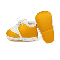 Neska Moda 6 To 12 Month 3 Pair Combo Skin Friendly Soft Cotton Lace Shoes/ Booties (Toe to Heel Length - 12 cm, Black, Grey, Turmeric) image 2