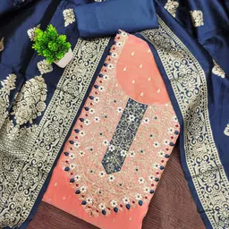 Panzora Embroidered Gotta Patti Unstitched Dress Material-picture-42