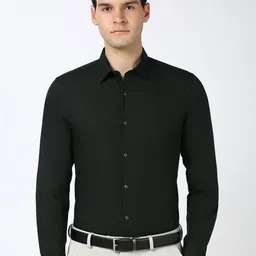 Peter England Men Spread Collar Solid Cotton Slim Fit Formal Shirt-picture-29