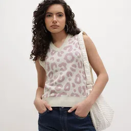 The Roadster Life Co. Abstract Self Design V-Neck Sweater Vest-picture-29