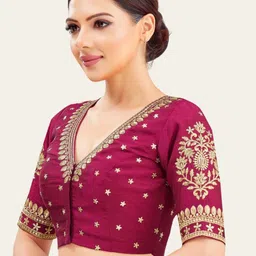Studio Shringaar V-Neck Embroidered Saree Blouse image 5