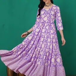 women click Printed Rayon Blend Stitched Flared/A-line Gown-picture-13