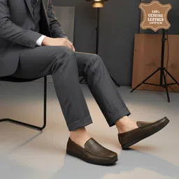 inklenzo Men’s Premium 100% genuine Leather Loafers Soft Cushioned Slip-On Formal Shoes Loafers For Men image 3