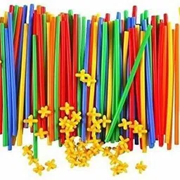 hinik Building Construction Puzzle Children's Puzzle Straw Blocks Pipette Stitching Assembly Straw Build Blocks Creative Toy- Multi Color- Straw kit with 50 Straws, and 50 Straw image 4