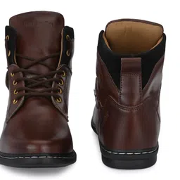 shoe island Robust-X ™ Leather Dark Brown Tough Lace Ups High Ankle Length Mens Casual Boots Boots For Men image 5
