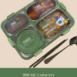 trendzyhand Leakproof 4 Compartment Lunch Box with Spoon and Fork | lunch boxes for office 4 Containers Lunch Box image 3