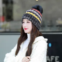 alexvyan Solid, Woven, Self Design Beanie image 4