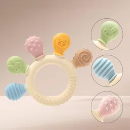 akmor Toys Silicone Teethers Bpa Free Silicone Rudder With Ring Soothe Babies Teether image 4