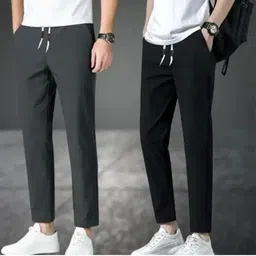 dresvia Men Solid Black, Grey Track Pants-picture-26