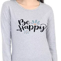 vylo Women Printed Round Neck Cotton Blend Grey T-Shirt-picture-13
