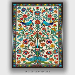 INDIAN CLASSIC ART White & Red  Wooden Floral Tile Wall Art-picture-38