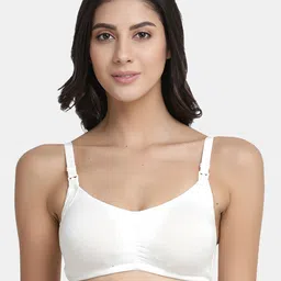 Inner Sense White Organic Cotton Antimicrobial Nursing Sustainable Bra with Removable Pads IMB001C image 1