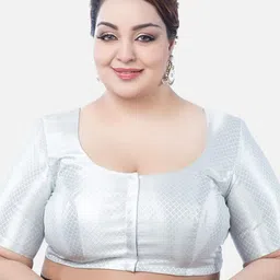 Biyu Plus Size Woven Design Brocade Saree Blouse image 1