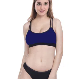 Aamarsh Pack Of 3 Non Padded Cotton Mid-Rise Briefs & Non Padded Bra image 2