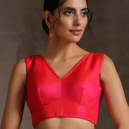 Triyah Women Red Solid Saree Blouse-picture-38