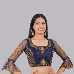 Trendzmy Embroidered Square Neck Saree Blouse-picture-13