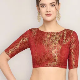 Oomph! Woven Design Boat Neck Saree Blouse-picture-19